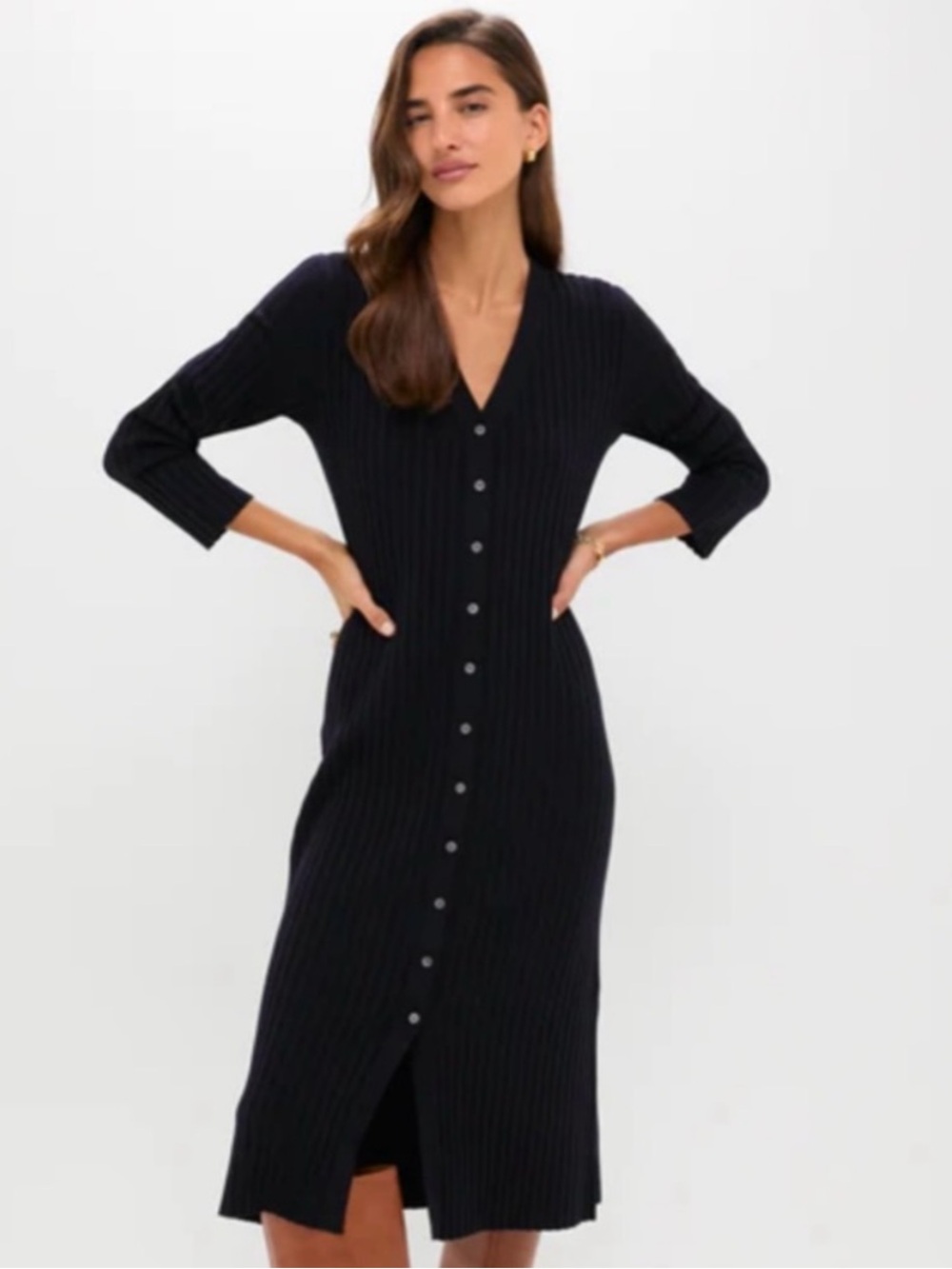Lucky Brand button down midi sweater dress